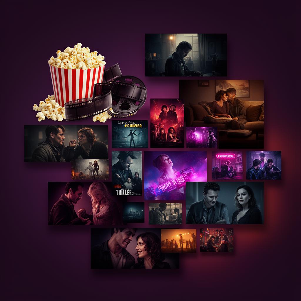 Collage of cinematic movie and TV scenes